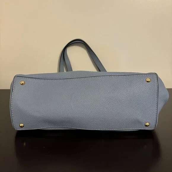 Lauren Ralph Lauren Blue Leather Embossed Logo and Anchor Tote - Picture 8 of 11